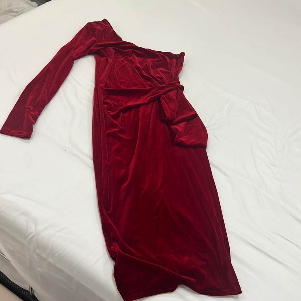 Red velvet dress